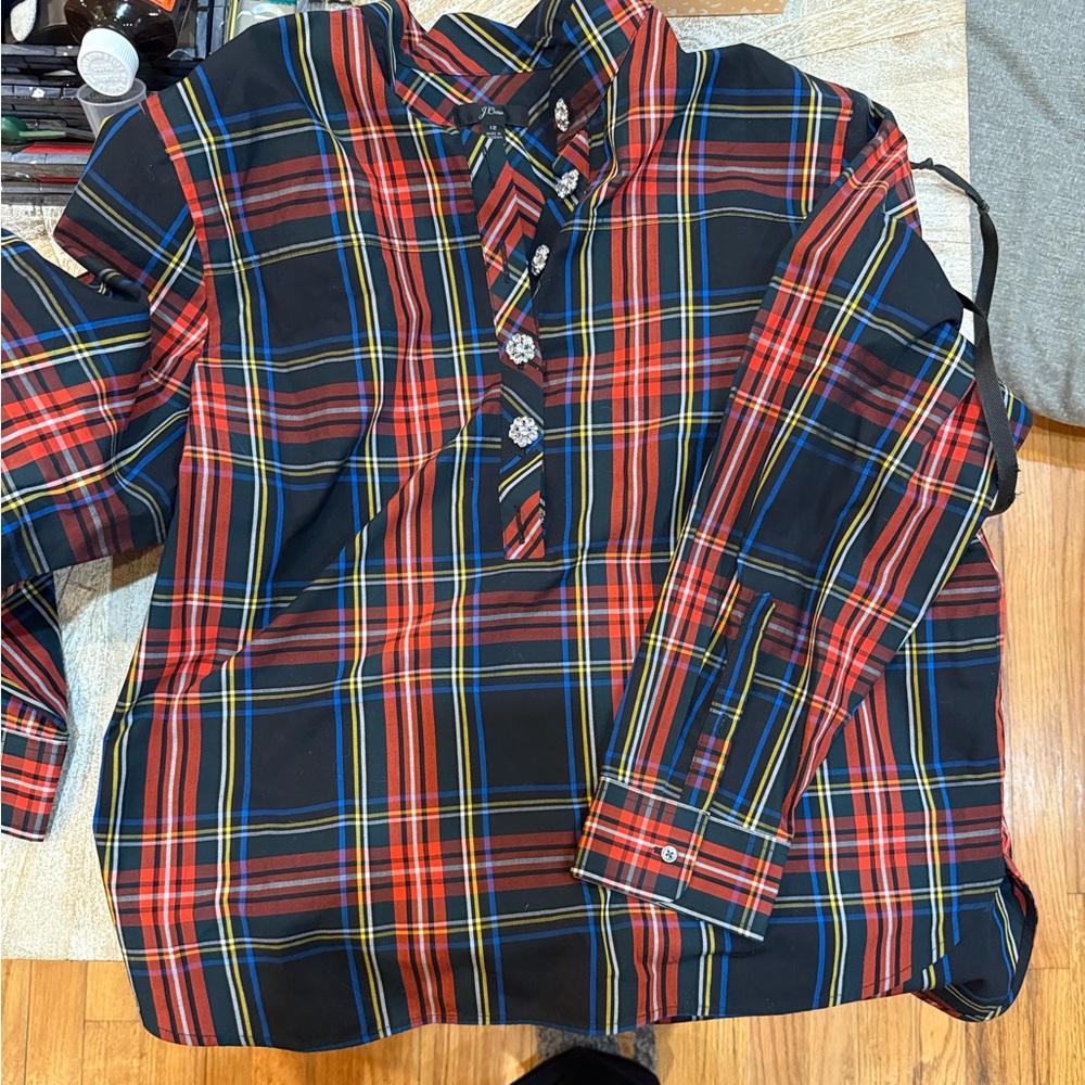 J. Crew woman's Red and Blue Plaid Button Down Shirt